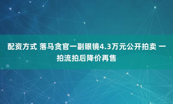 配资方式 落马贪官一副眼镜4.3万元公开拍卖 一拍流拍后降价再售